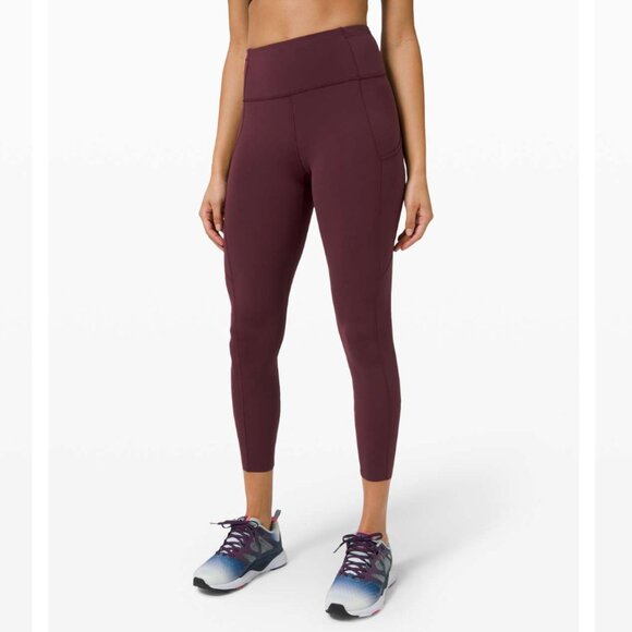 lululemon athletica Pants - Lululemon Fast and Free Tight II 25" *Non-Reflective Nulux Red (Cassis?)- Size 4